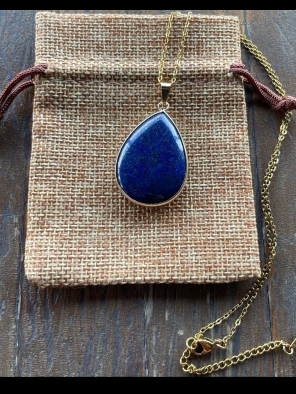 Brand New Lapis Lazuli Pendant with Stainless steel Chain Lapis Necklace